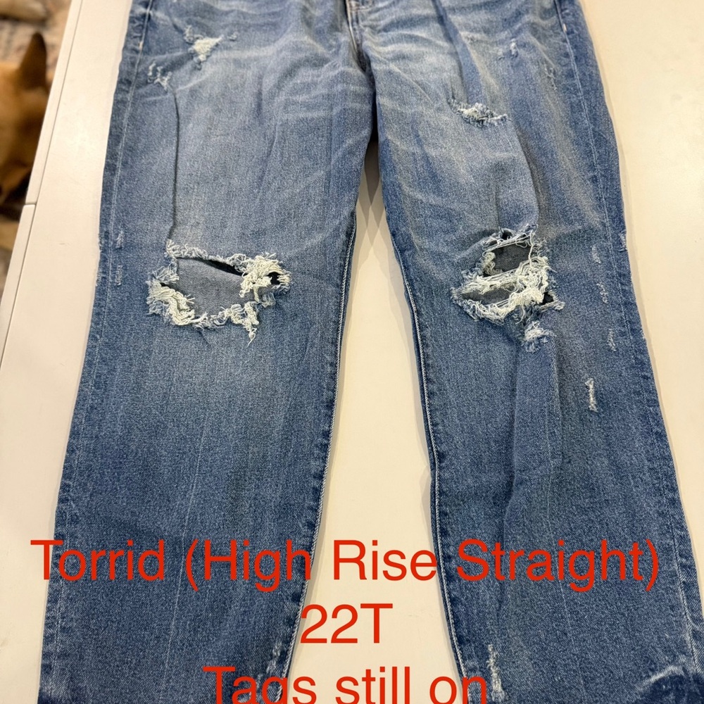 Torrid Women's Distressed Straight Leg Jeans - Blue